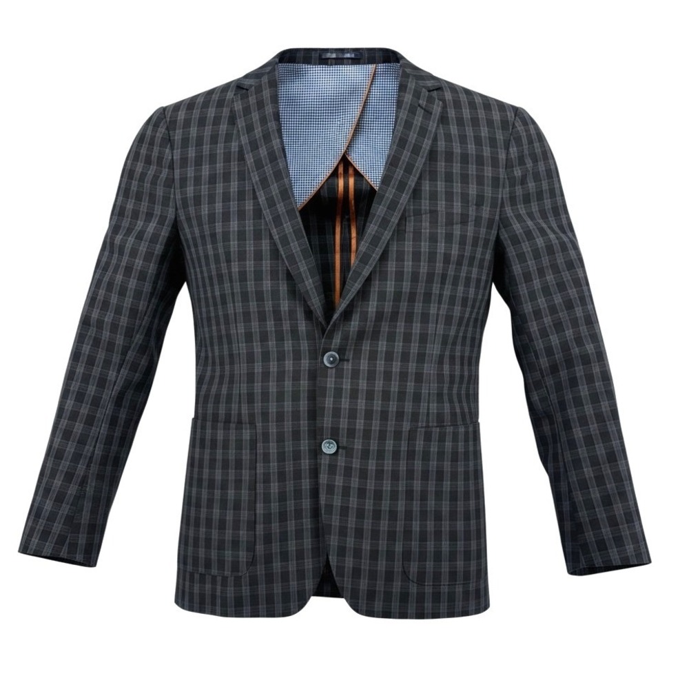 Paul Betenly Mens 40R Sunbury Dark Gray Plaid Cotton Wool Blazer Half Lined Coat